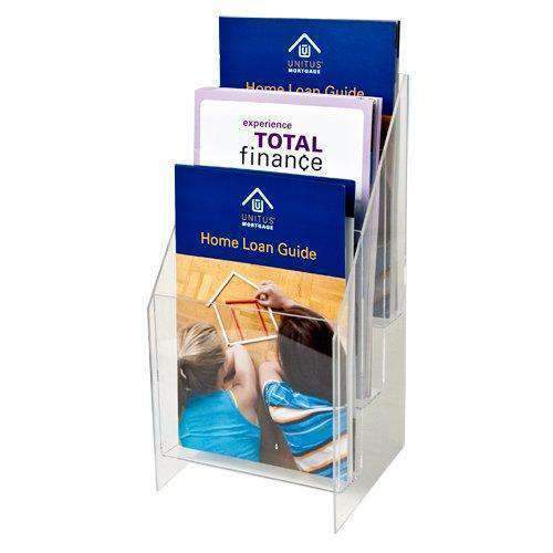 MPF-5585-3: Clear Acrylic 3-Tier, 3-Pocket Brochure holder for 5.5