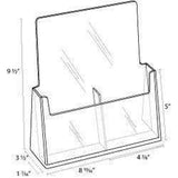 LHF-S130: Clear Acrylic 2-Pocket Brochure Holder for 4"w Literature