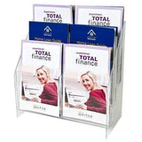 MPF-5585-6: Clear Acrylic 3-Tier, 6-Pocket Brochure holder for 5.5w Literature